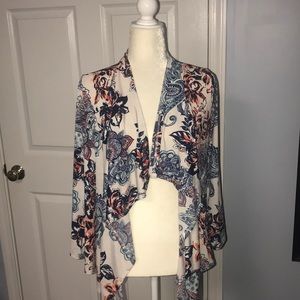 Long sleeve  3/4 sleeve Paisley print cardigan